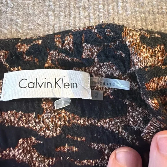 Calvin Klein Black and Brown Animal Print Midi Dress 1532 - Picture 3 of 4